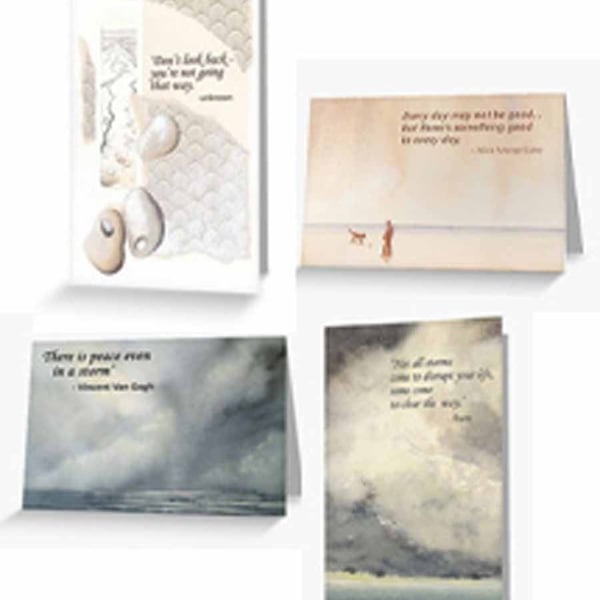 Set of four inspirational quote cards, notelets