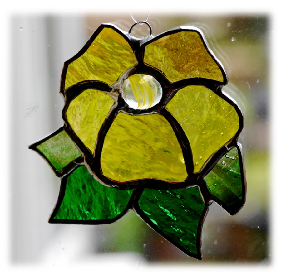 Primrose Suncatcher Stained Glass Yellow flower