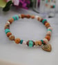 Picture jasper & turquoise heart stretch bracelet  - Image 3