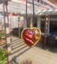 Red and Gold Crinkle Heart Necklace