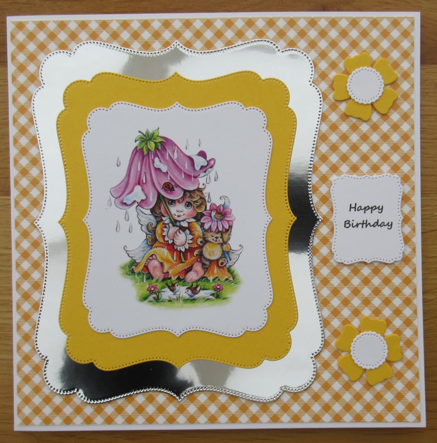 April Shower - Fairy - 7x7" Birthday Card