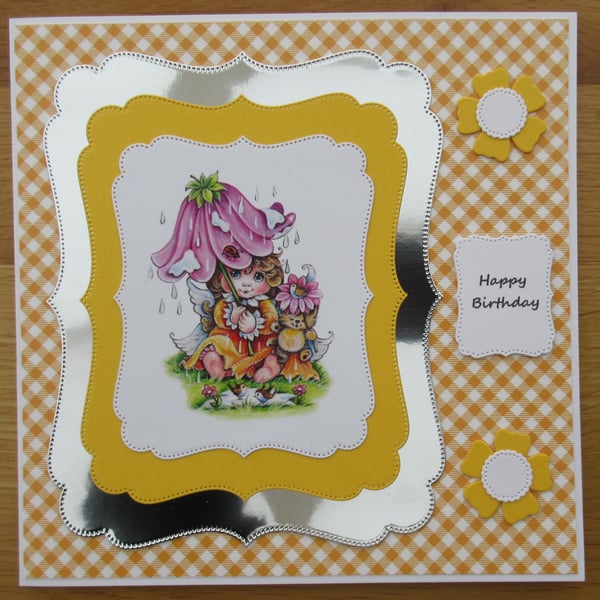 April Shower - Fairy - 7x7" Birthday Card