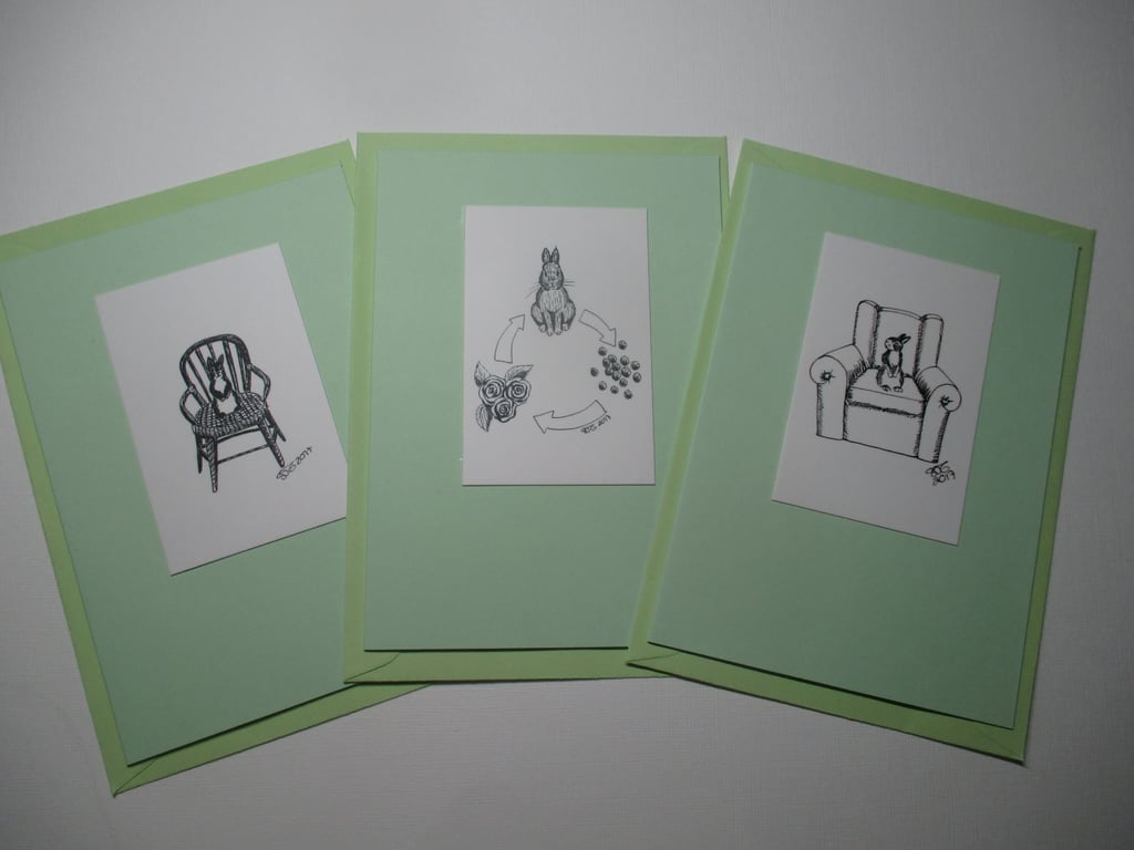 Beautiful Bundle Bunny Rabbit Blank Greetings Card 3 Notelet