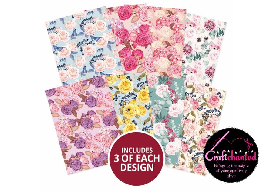 Hunkydory - Adorable Scorable Pattern Packs - Big Blossoms