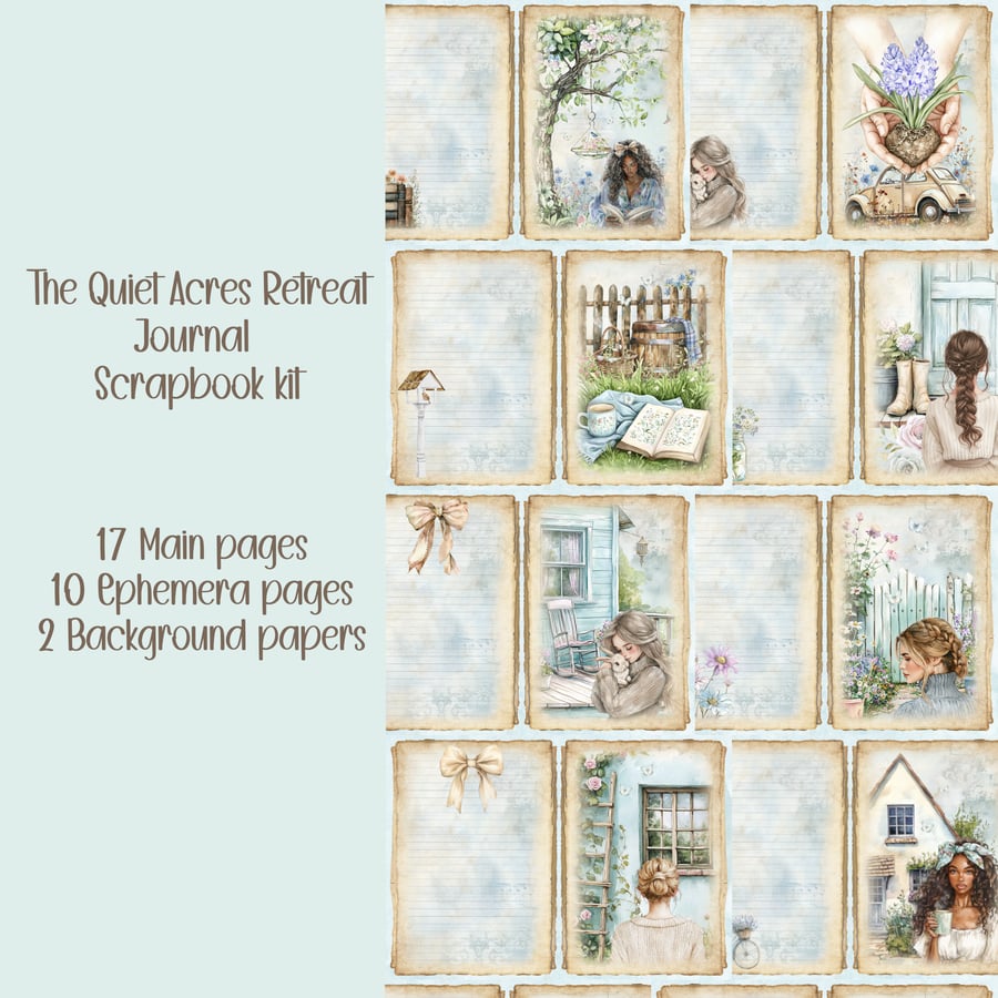 The Quiet Acres Retreat Scrapbooking, Ephemera, Journal, Digital Download