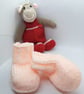  Peach and White Baby's Boots, Boots for 0 - 6 Months, Baby Shower Gift - Image 3