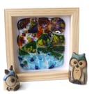 Rain Forest Abstract Fused Glass Picture Box Framed