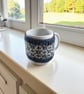 Blue Sheep mug hug, fair isle knitted cosy - Image 2