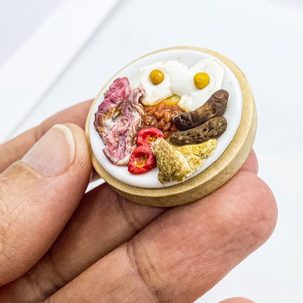 Miniature Full English Breakfast Ring or Badge