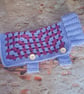 Small dog coat, purple granny square crochet pet sweater