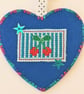 Cherries theme heart shaped Keyring with star sequin detail - Image 4