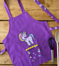 Handmade Children's Apron, Small Apron, Coloured Unicorn Design 1-3 yrs-CAPR20