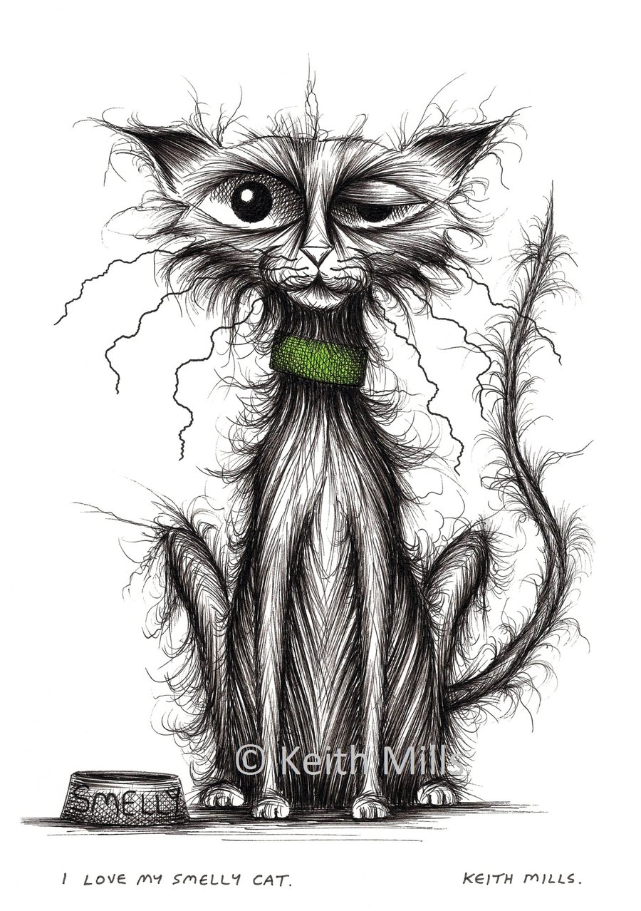 I love my smelly cat Print A4 size picture Nast... Folksy