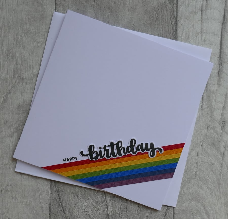 Happy Birthday Rainbow Stripes - Birthday Card