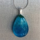 Drop of colour glass necklace blue and a sprinkle of green