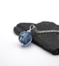 blue sphere lampwork glass pendant necklace