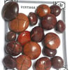 18 Vintage Brown Leather 'Football' Buttons