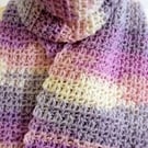 Pretty Variegated Crocheted Scarf - Handmade sparkly scarf 
