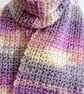 Pretty Variegated Crocheted Scarf - Handmade sparkly scarf 