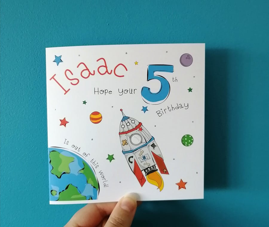 Space Age Birthday Card, out of this world birthday card, personalised birthday 