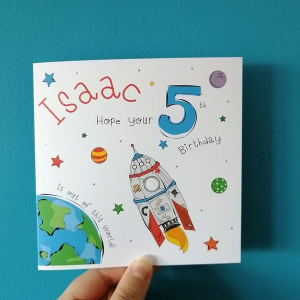 Space Age Birthday Card, out of this world birthday card, personalised birthday 