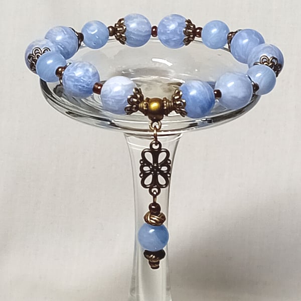 Blue Lace Agate & Bronze Bracelet