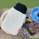 Hand knitted merino wool hot water bottle 