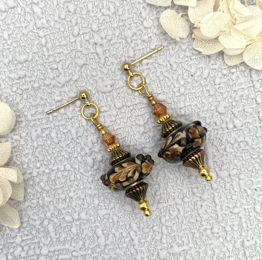 Venetian Murano Glass Vintage Style Drop Earrings