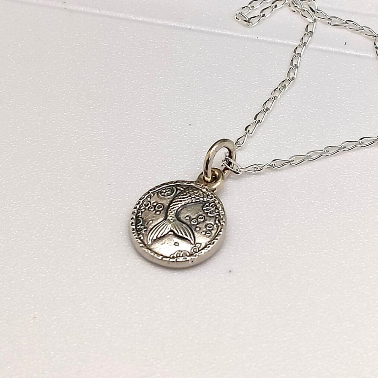 Silver mermaid money coin pendant 