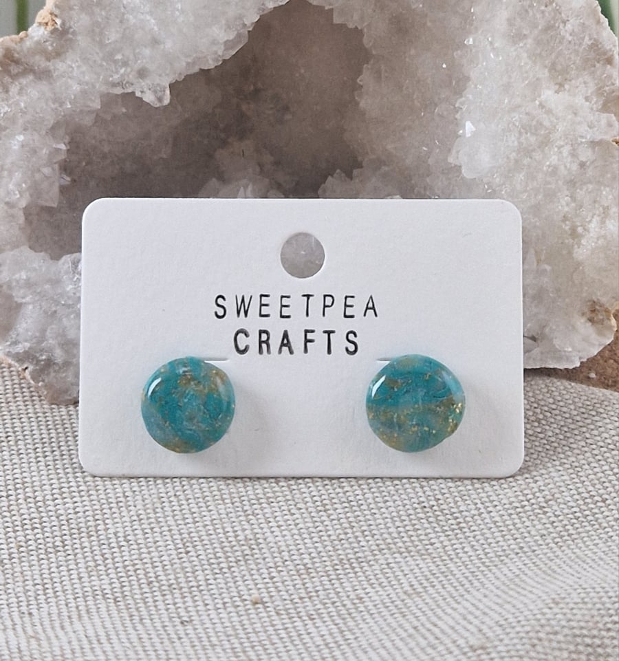 Polymer Clay Stud Earrings: Shoreline 