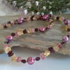  Garnet, Freshwater Pearls, Citrine,  Sterling Silver Necklace