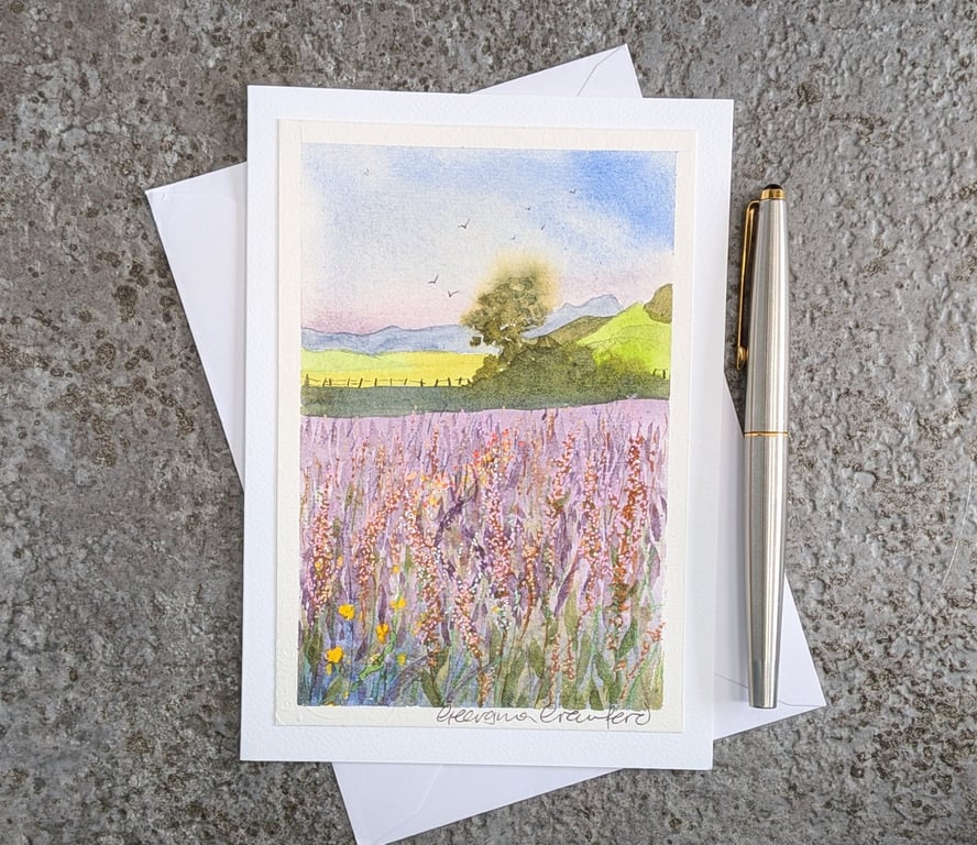 Field of Sorrel. Blank Card. Original painting. 260178