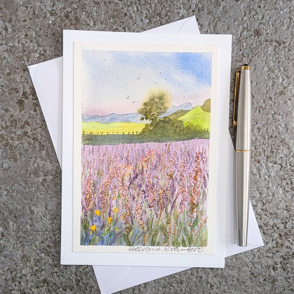 Field of Sorrel. Blank Card. Original painting. 260178