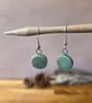 Ceramic disc dangle earrings in Aqua  - Image 2