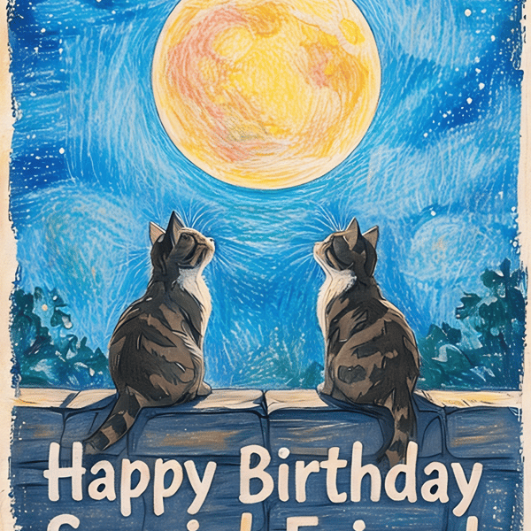 A5 Greeting Card Cats on Wall Special Friend Happy Birthday 