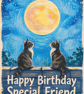 A5 Greeting Card Cats on Wall Special Friend Happy Birthday 