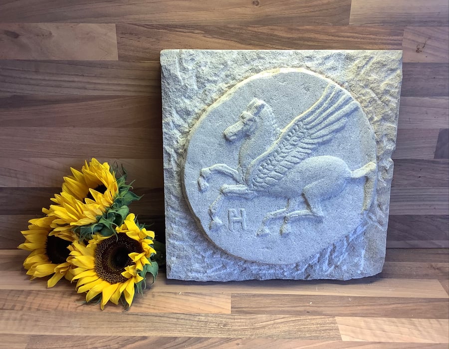 Pegasus - Ancient Greek Coin Stone Carving - Coin collector gift