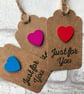 Handmade Wooden Heart Gift Tags, 'Just for You' Sentiment, Kraft Card (10 Pack)