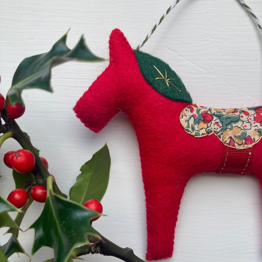 Dala horse - Christmas Tree decoration, hanging decoration - Charity sale