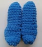 Crochet Slipper Socks (Blue) - cosy and comfortable! - Image 3