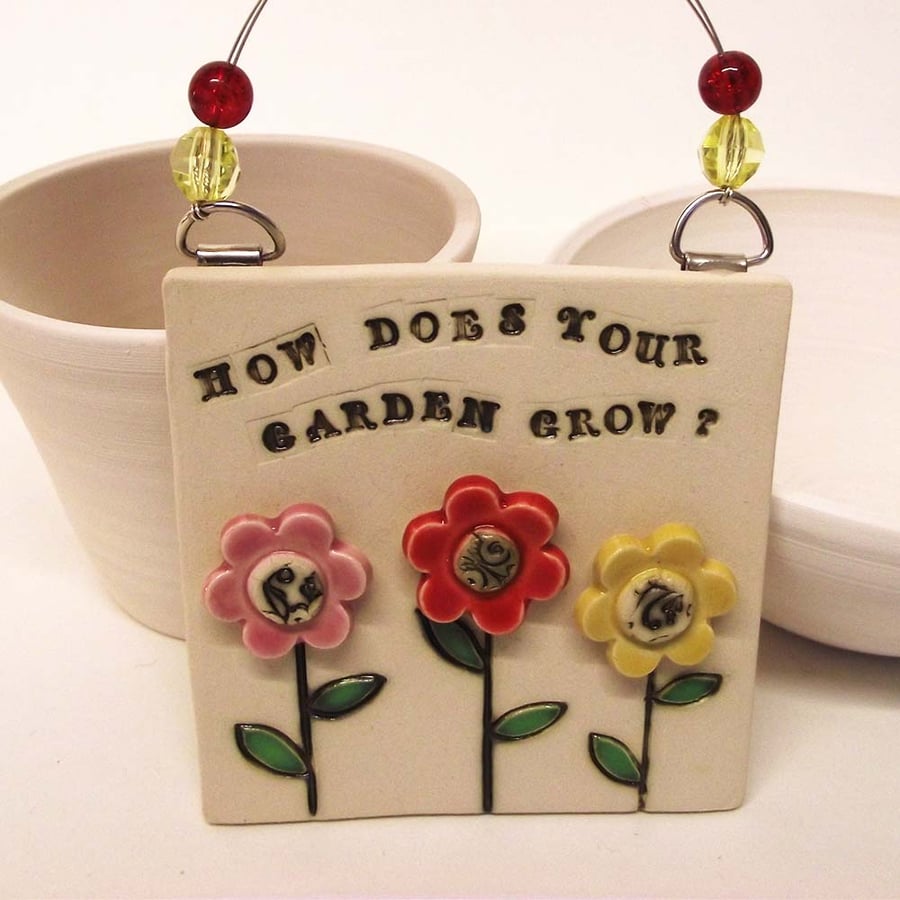 Sale Ceramic How Does Your Garden grow wall plaque 