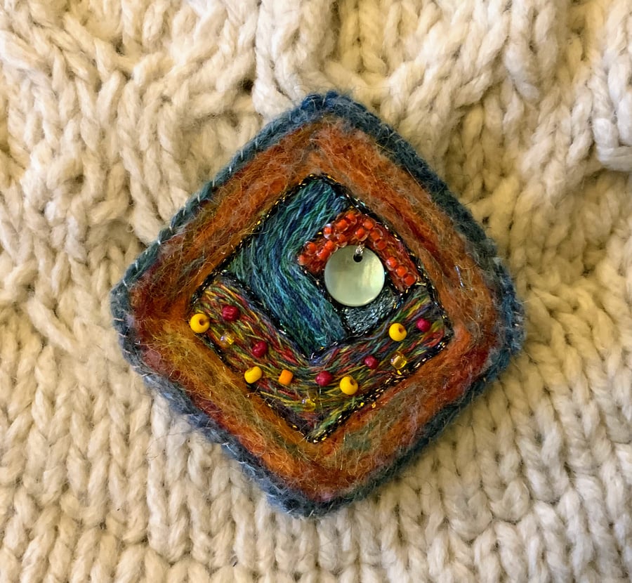 Diamond Shape Merino Wool Brooch 