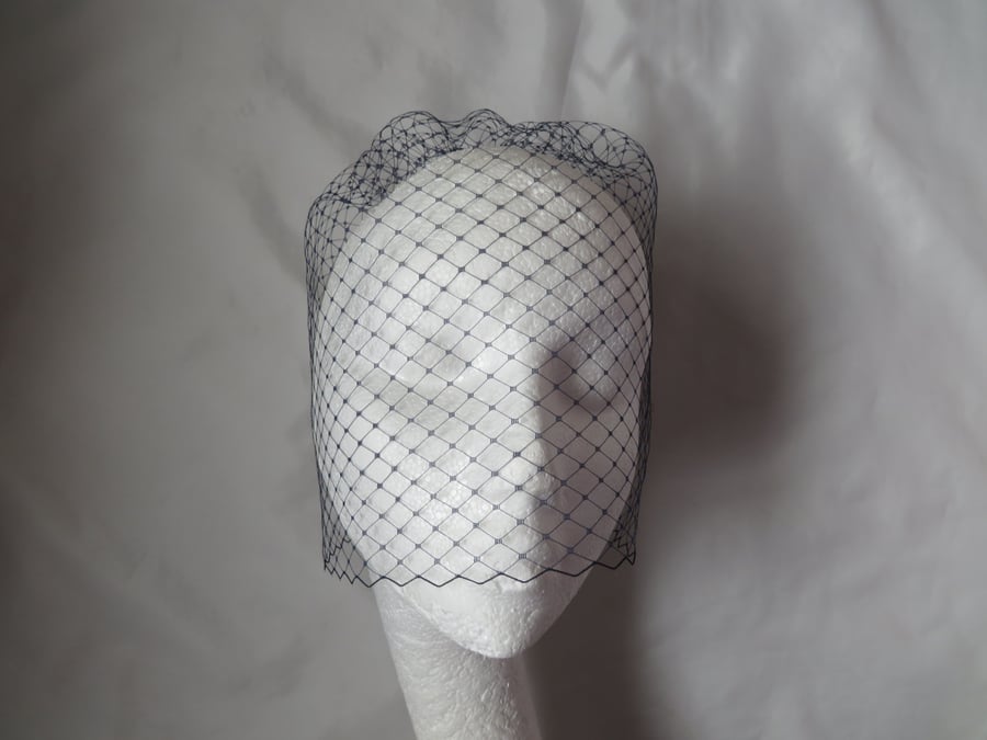 Navy Blue Short Birdcage Style Wedding Bridal Face veil 