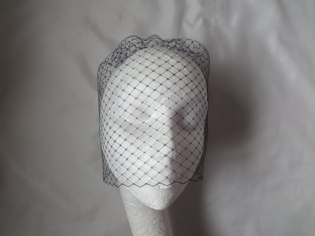 Navy Blue Short Birdcage Style Wedding Bridal Face veil 