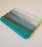 Small turquoise, grey and cream fused glass soap dish - Image 1