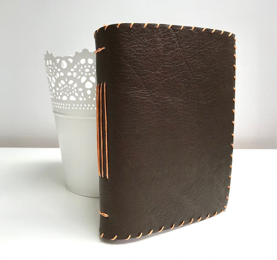 A6 Handmade Leather notebook with floral fabric lining 