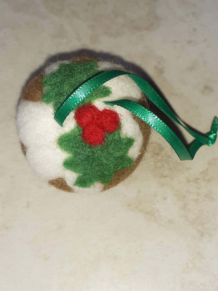Needle Felted Christmas Pudding Bauble