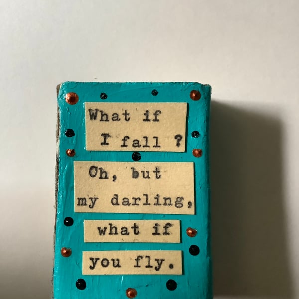Mixed media vintage matchbox. Dancer. Ballerina. What if I fall?