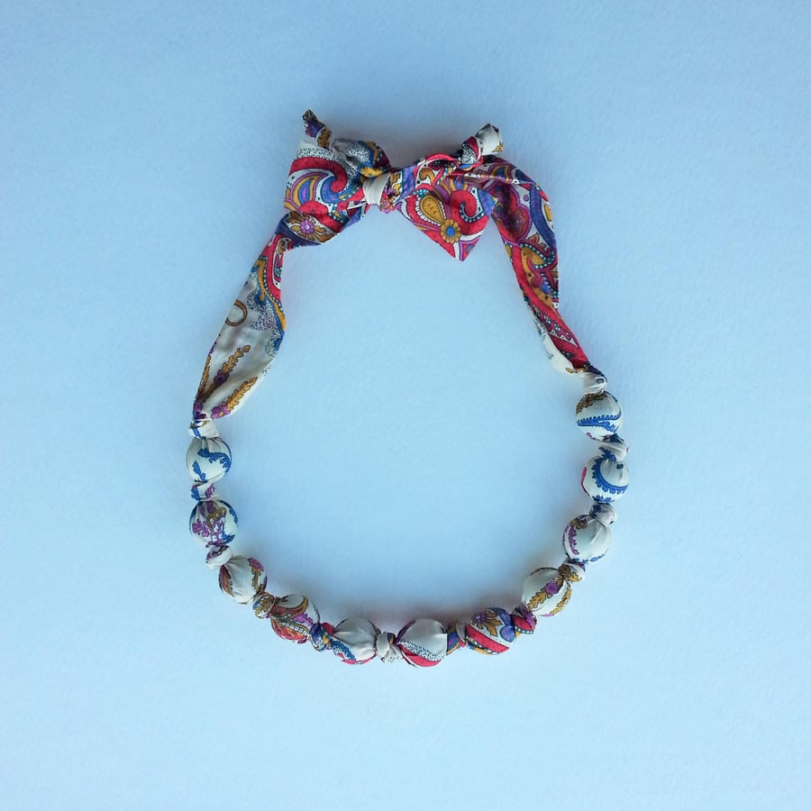 Multicoloured Liberty Print Fabric Necklace - Lord Paisley Print