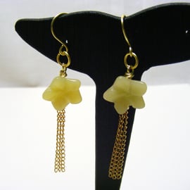 Serpentine Gemstone Flower Earrings